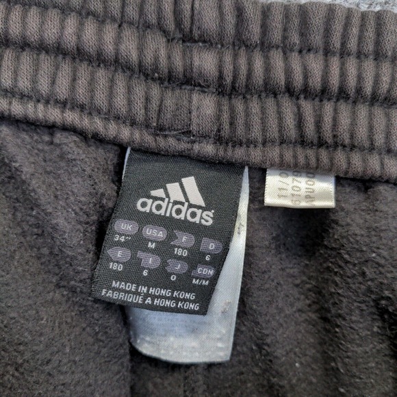 Adidas Men's Jogger Sweatpants Black Medium Drawstring Waist Side Striped #6 - Picture 13 of 16